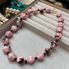 New Medieval Vintage Fashion Retro Design Old Material Pink Frog Skin Glazed Plum Blossom Necklace Beaded Earrings