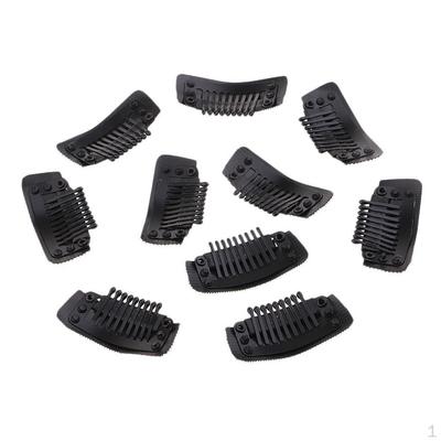 10 and White 35mm 9- Combing Clips Strong Grips for Hair Bun Extension Wefts with Rubber Back