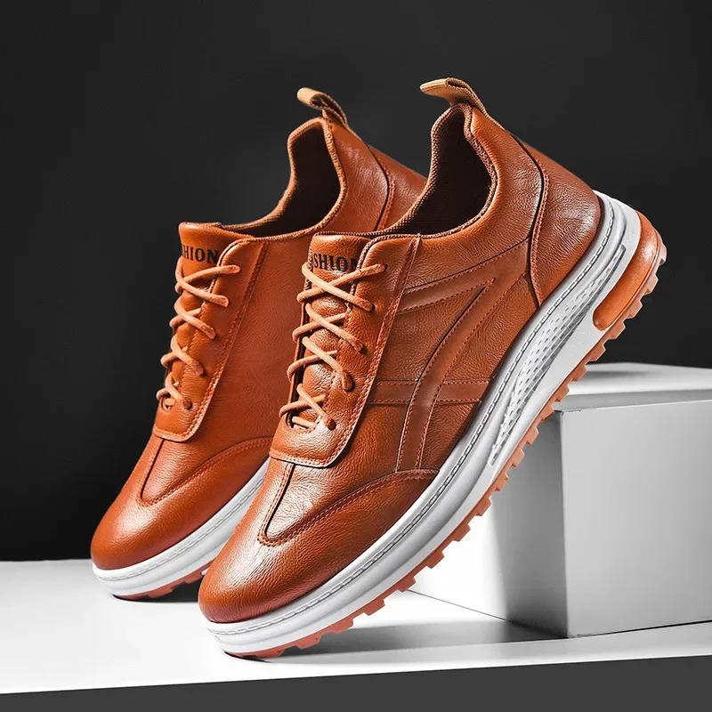 Men's PU Leather Sneakers Business Casual Shoes for Man Outdoor Breathable Sneakers Male Fashion Loafers Walking Footwear Tenis