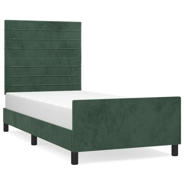 VidaXL Bed Frame with Headboard Dark Green 80x200 Cm Velvet3125785