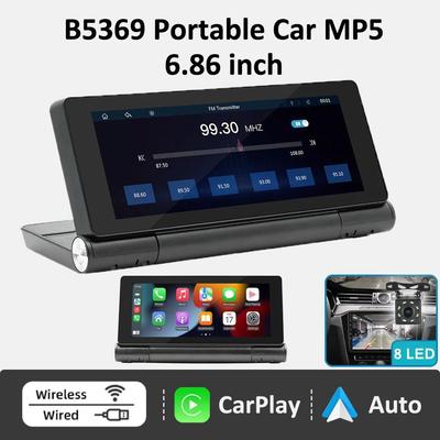 Rádio de carro de 6,86 ", reprodutor multimídia de carro, reprodutor Mp5 portátil, display Carplay sem fio, Android Auto
