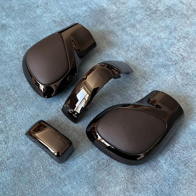 Chrom Matt mit Leder Schaltknauf Getriebe Seitenabdeckung DSG Emblem für VW Golf 6 7 R GTI Passat B7 B8 CC R20 Jetta MK6