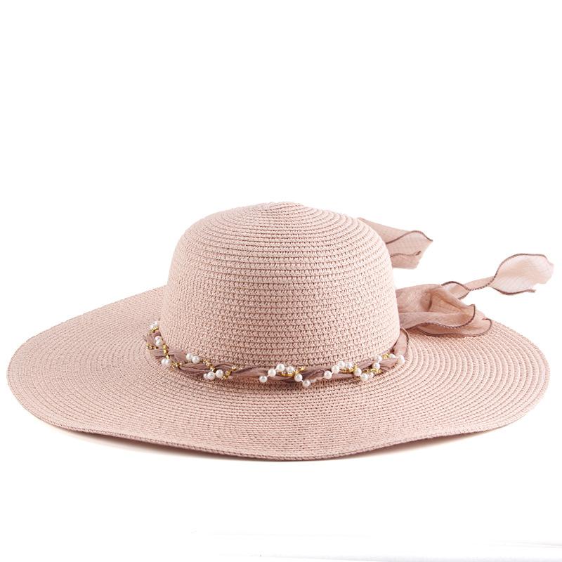 Women's Summer Straw Hat with Large Edges for Sunscreen and Vacation Dome Sun Hat