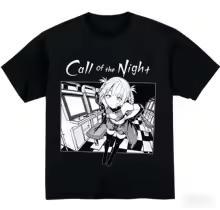 Summer Nanatsusa Natsuna Vertical Anime Print Black T Shirt Unisex Loose Y2K Streetwear Cotton Women And Men T-Shirt