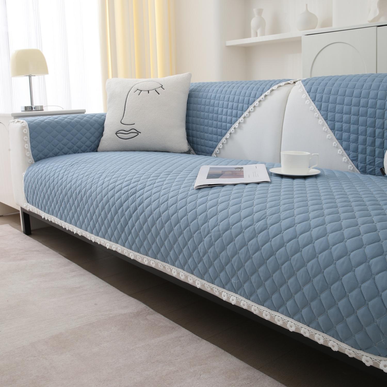 

Стеганый чехол для дивана для собак, домашних животных, детей, противоскользящие чехлы для диванов, противоизносные чехлы для мебели, защитные чехлы для сидений 110*210cm светло-синий