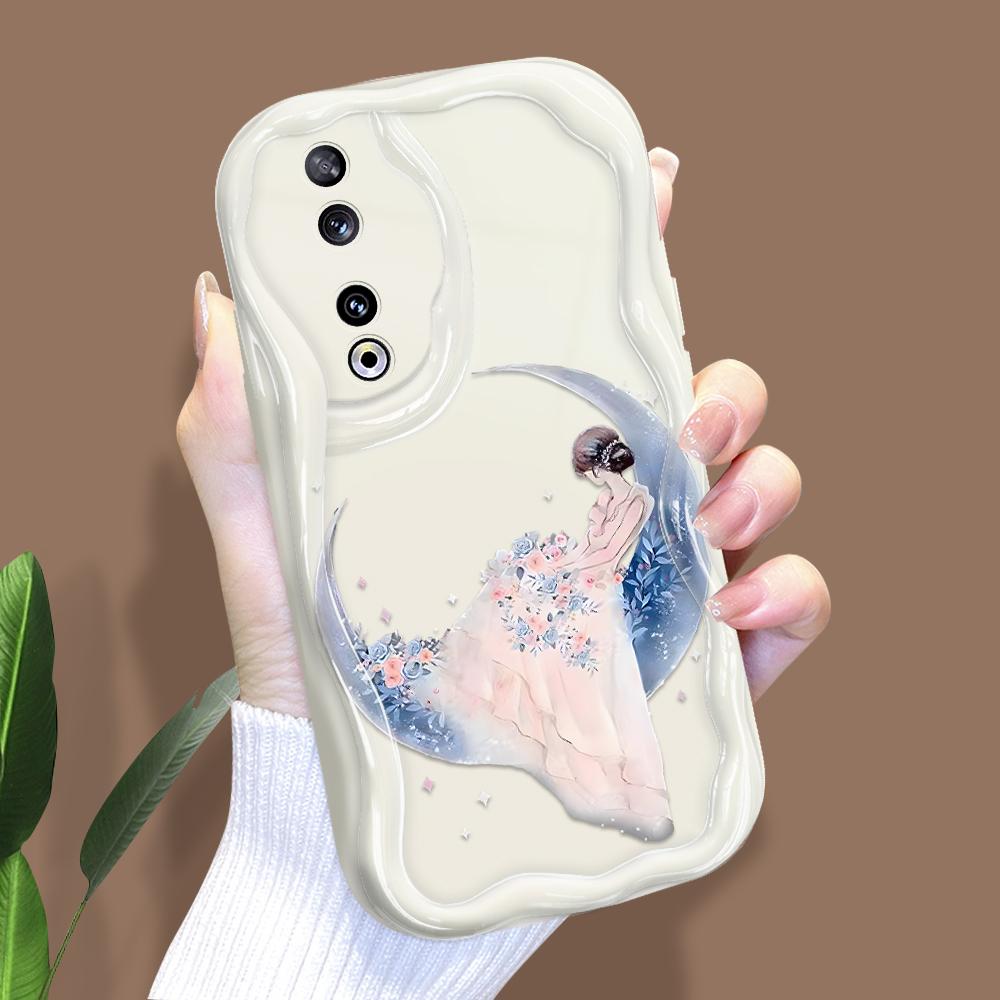 Cute Cartoon Pattern Cream Texture Casing Wavy Edge Soft Silicone Cover Phone Case for Huawei Honor Infinix Tecno iPhone