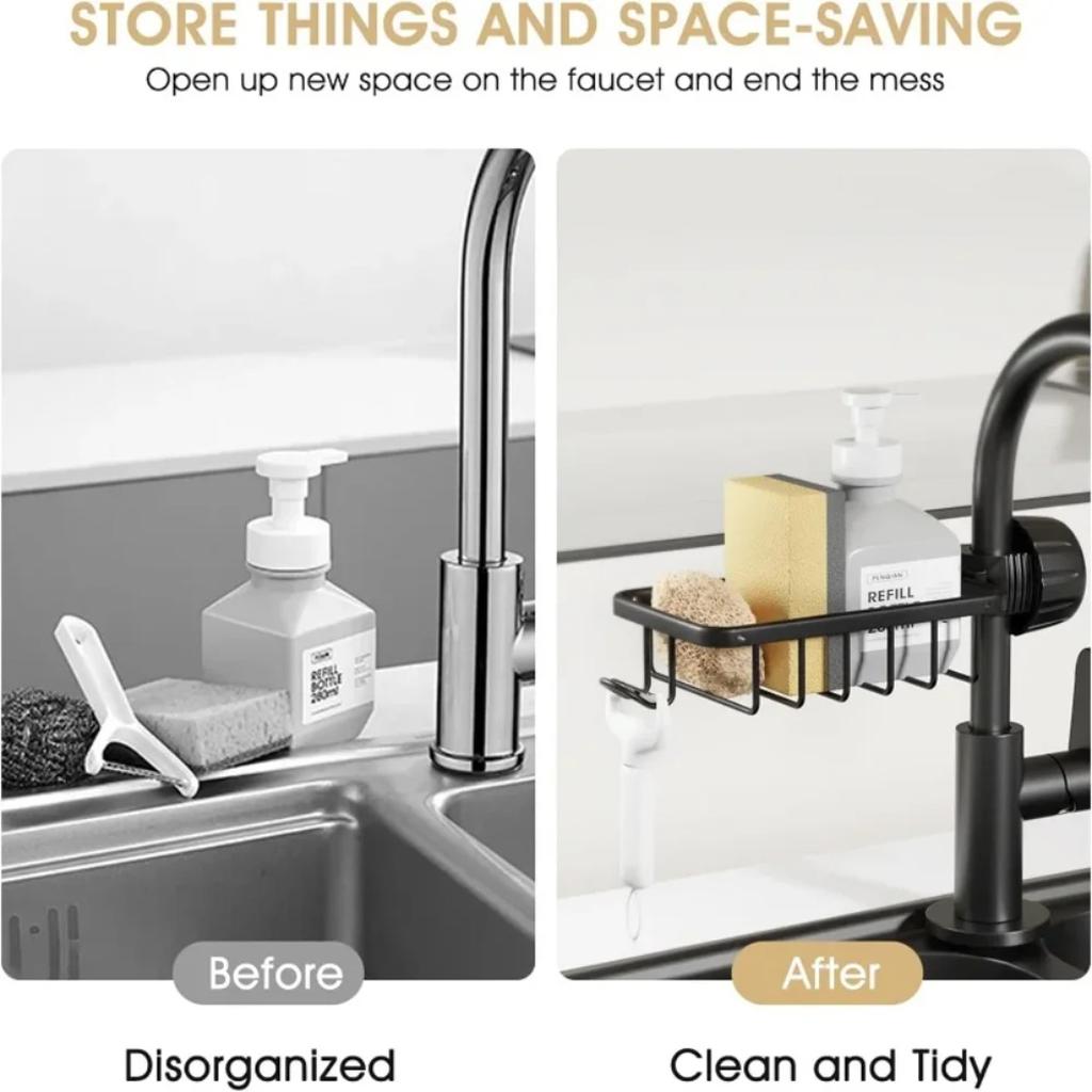 Kitchen Sink Holder Adjustable Shower Rack Bathroom Storage Shampoo Soap Sponge Drain Organizer Kitchen Accessories Organizer