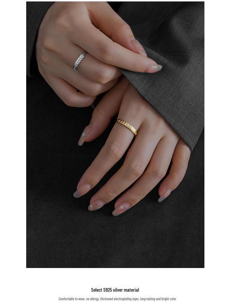 S925 Sterlingsilber Retro Wohlstand anziehender Münzring für Damen – Trendiges, einzigartiges, verstellbares Design