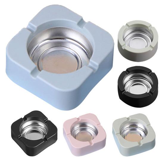 Portable Creative Tinplate Square Ashtray Holder Cigarette Ash Storage Box Case