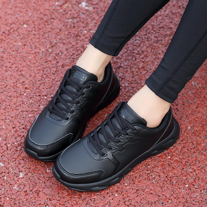 Shoes black waterproof and non-slip women's sports and leisure shoes spring and autumn mother leather women's shoes