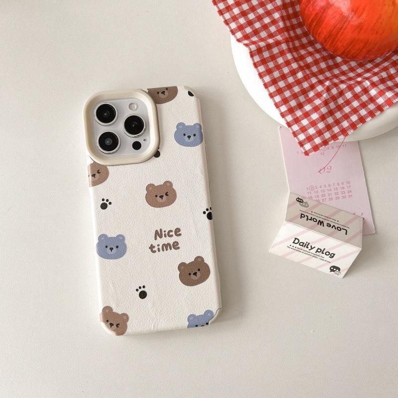 

Милый коричнево-синий медведь в стиле Ins подходит для чехлов для телефонов Apple 16promax и женских моделей Xsmax 15/14/13 iPhone XS