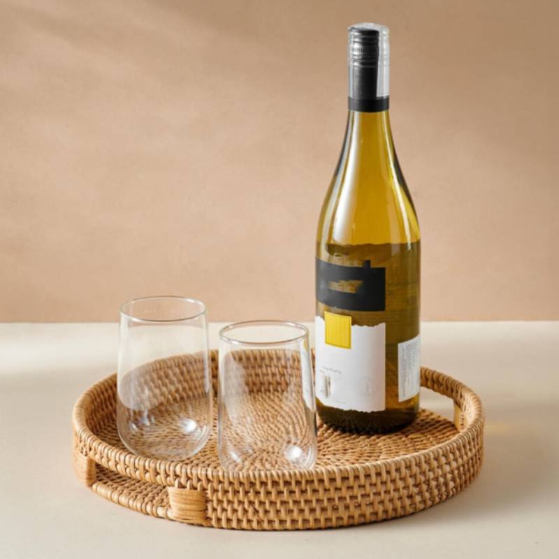 Modern Woven Fruit Basket Storage Bin With Round Shape For Kitchen And Home Organization