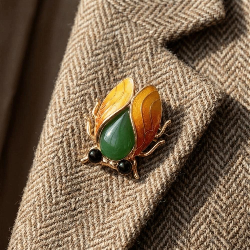 Chinese Style Cicada Brooch Real-like Enamel Brooch Vintage Insect Lapel Pin Gifts