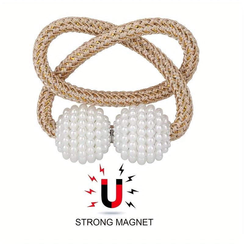 Simple curtain straps with high strength magnetic attraction, pearl magnetic buckle, fabric storage strap