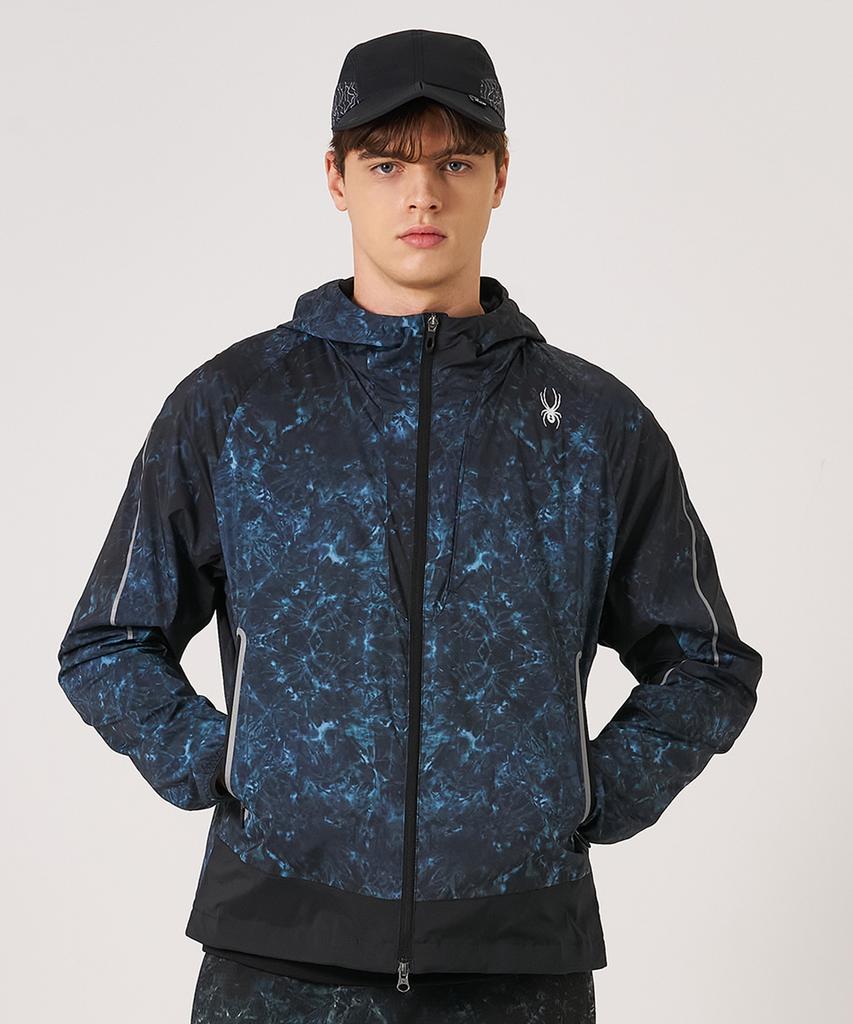 Spyder Men'S Running Pattern Hooded Zip-Up Jacket Spkfcnjk231Mdgn