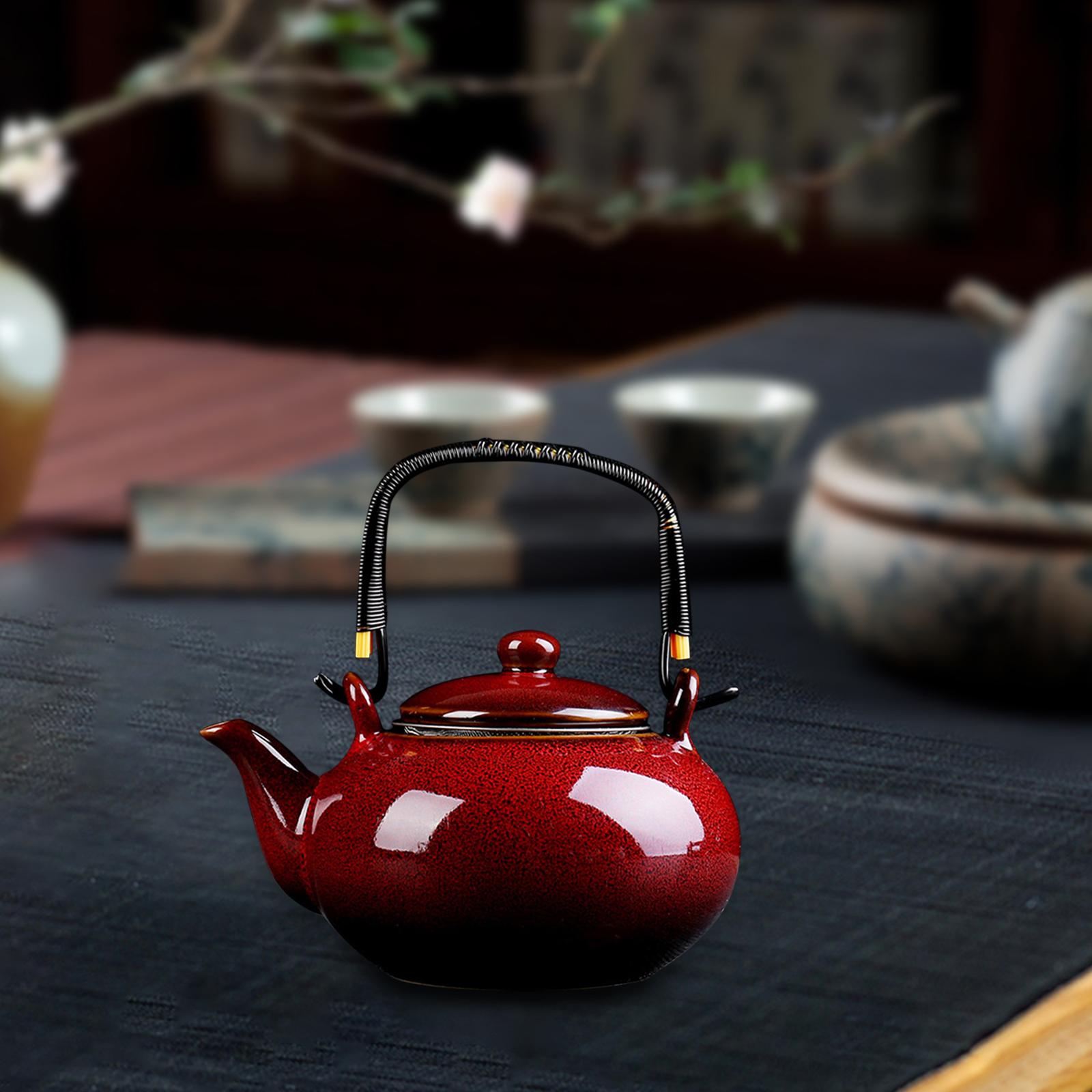 Ceramic Teapot Durable Kiln Change Tea Kettle Tea Dispenser Tea Maker Kettle for Picnic Household Kitchen Outdoor Restaurant