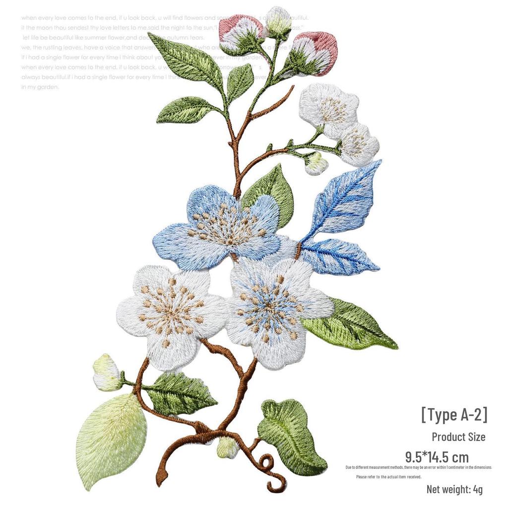 Bunter Kleiner Floral Gestickter Aufnäher, Chinesischer Stil, Aufbügelbare DIY Kleidung Dekoration