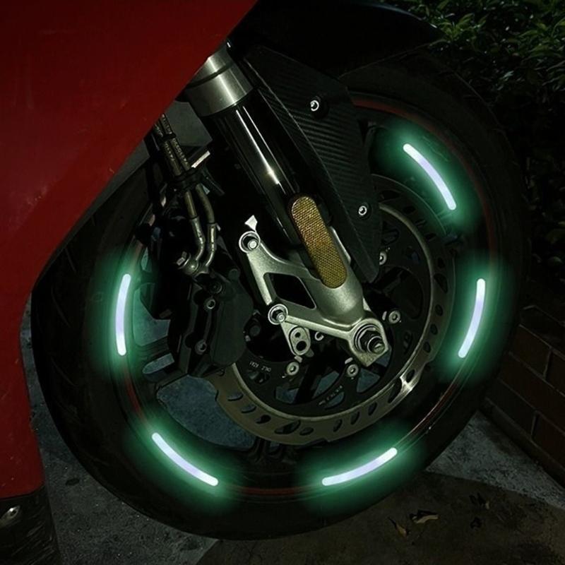 20pcs Decorative Stripe Decal Sticker Vehicle Tire Rims Night Safety Warning Sticker Car Wheel Hub Reflective Sticker
