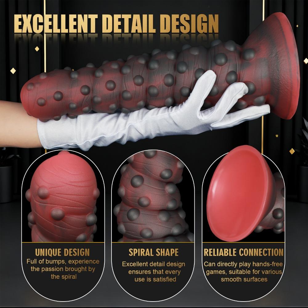 Extra Large Anal Plug with Ribbed Spines & Octopus Beads - Medical Grade Silicone Adult Toy for Men Women