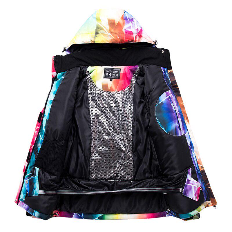 Costum de schi pentru femei, jachetă de snowboard, impermeabilă, rezistentă la vânt, pantaloni, haină groasă și caldă de zăpadă