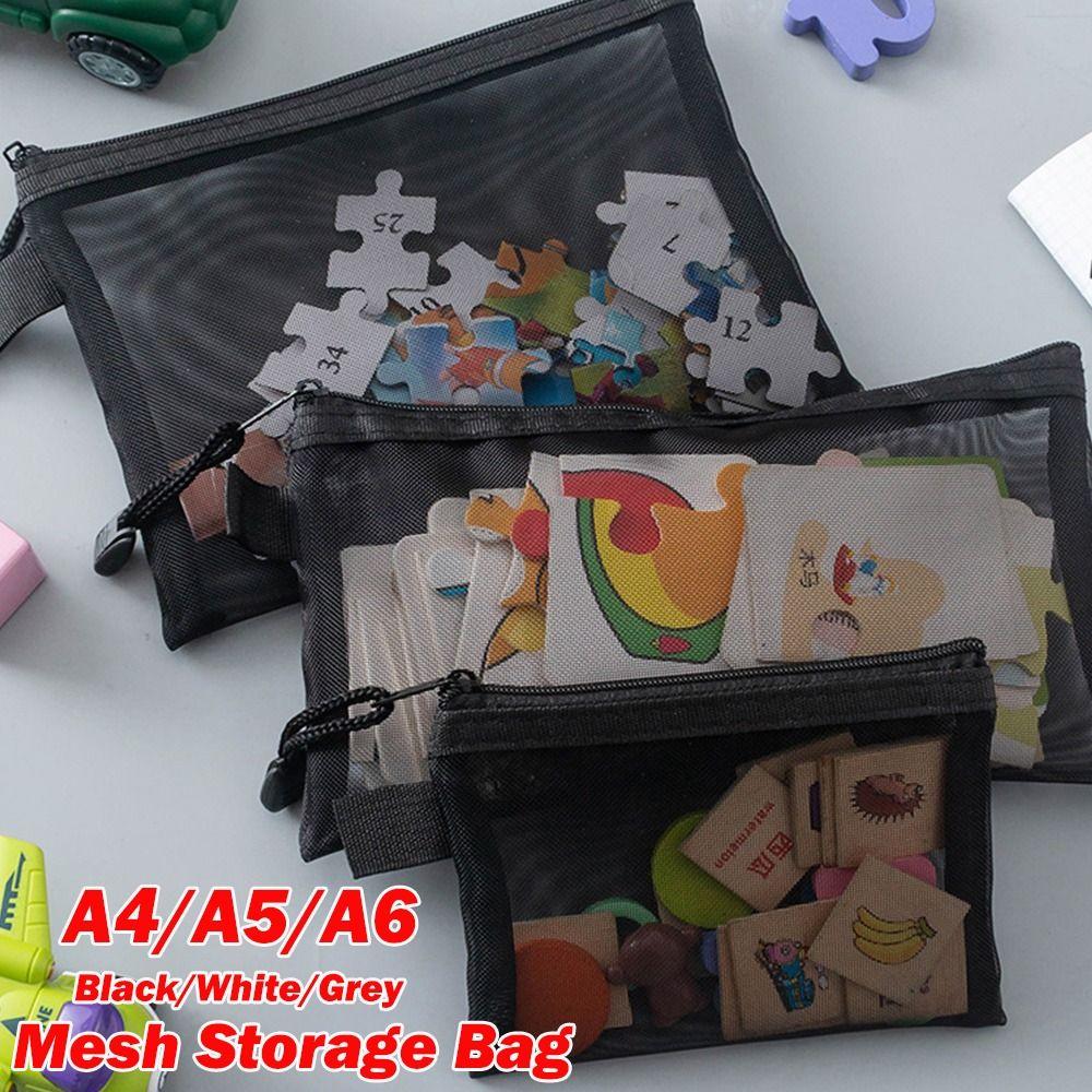 

A4 A5 A6 Сумка для ручок Нейлоновий пенал Новий прозорий чохол на блискавці Студент Black A6(20x11cm)