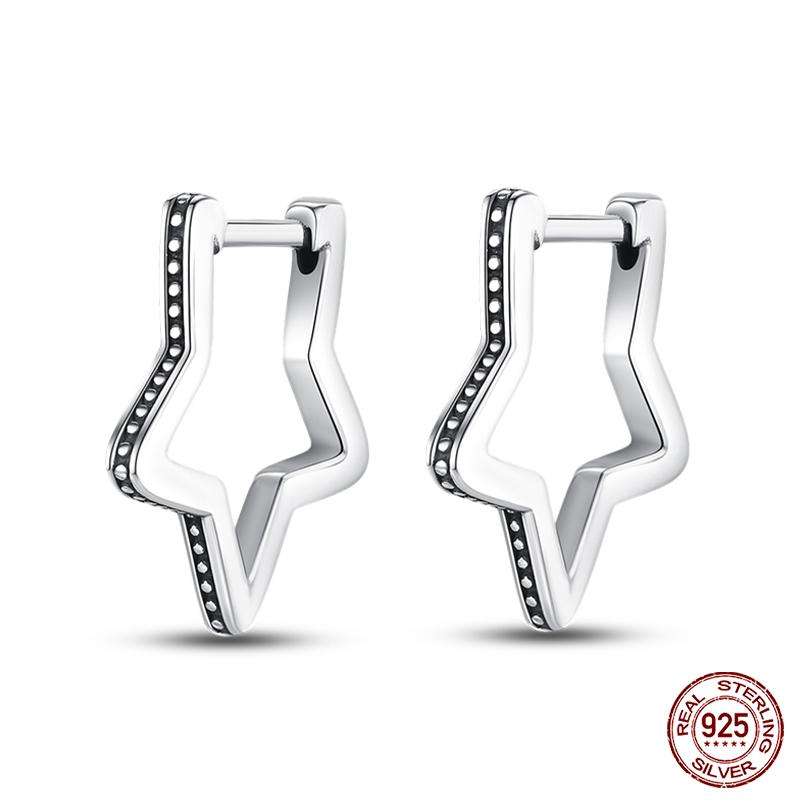 Real 925 Sterling Silver Star Earrings For Women Sparkling Zircon Ear Studs Luxury Fine Engagement Wedding Jewelry Gift For Girl