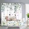Popular Spring Flower Plant Shower Curtain Pink Cherry Blossom Flowers Butterfly Plant Landscape Bath Curtain Art Bathroom Decor