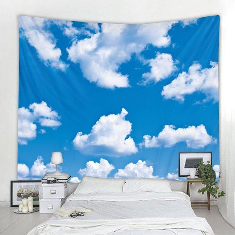 Tapestry blue sky white clouds life 75x100