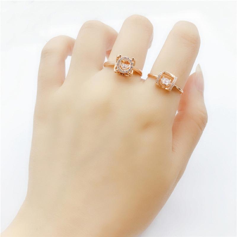 Purple Gold Smart Zircon Shiny Rose Gold Plated Color Gold Classic Temperament Ring Opening