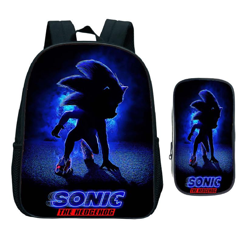 Straight Hair Animation Digital Printing Children'S Two-Piece Set Backpack Pencil Bag Primary And Secondary School Schoolbag