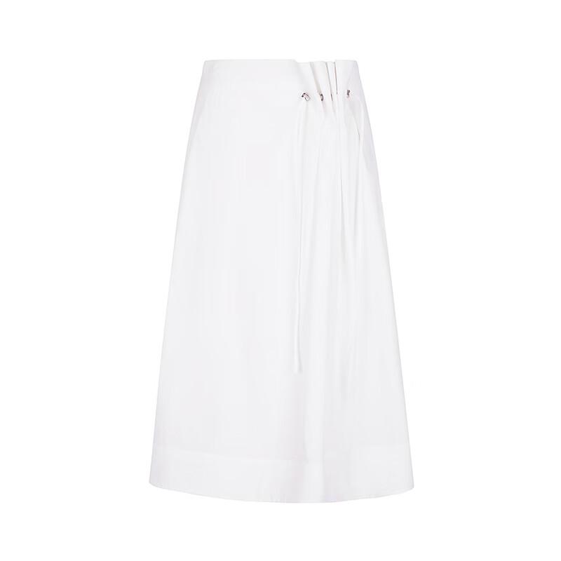 LESS Cotton Blend Pleated A-Line Midi Skirt
