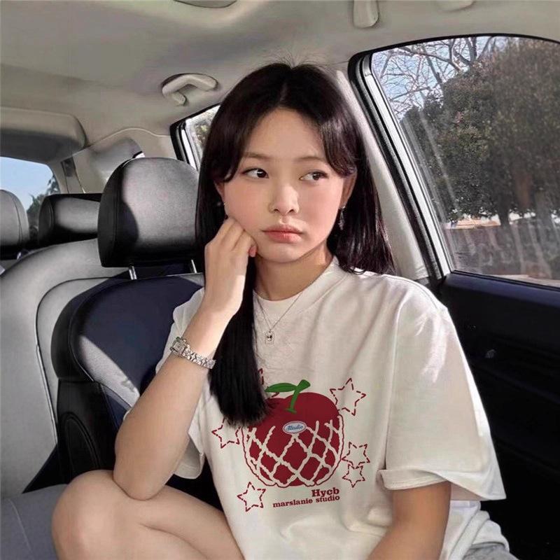 Pure Cotton American Retro Hong Kong Flavor Chic Short-sleeved T-shirt Women's New Summer Loose Design Niche Half-sleeved T-shirt