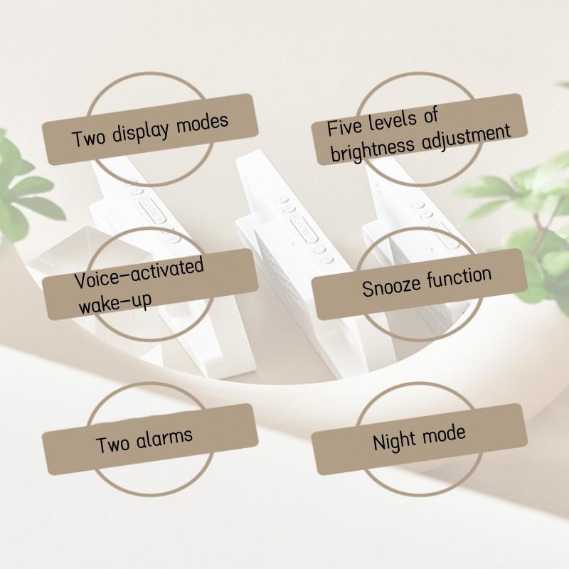 Creative Number Clock Color Nightlight Table Clock Snooze Night Mode 12/24H Electronic LED Temperature Calendar Alarm Clocks