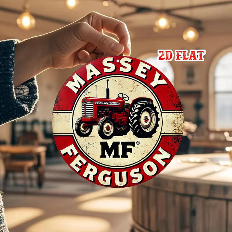 D Flat Pc Massey Ferguson Round Aluminum Sign Vintage Tractor Metal Tin Sign Emblem Design X Round Aluminum Sign