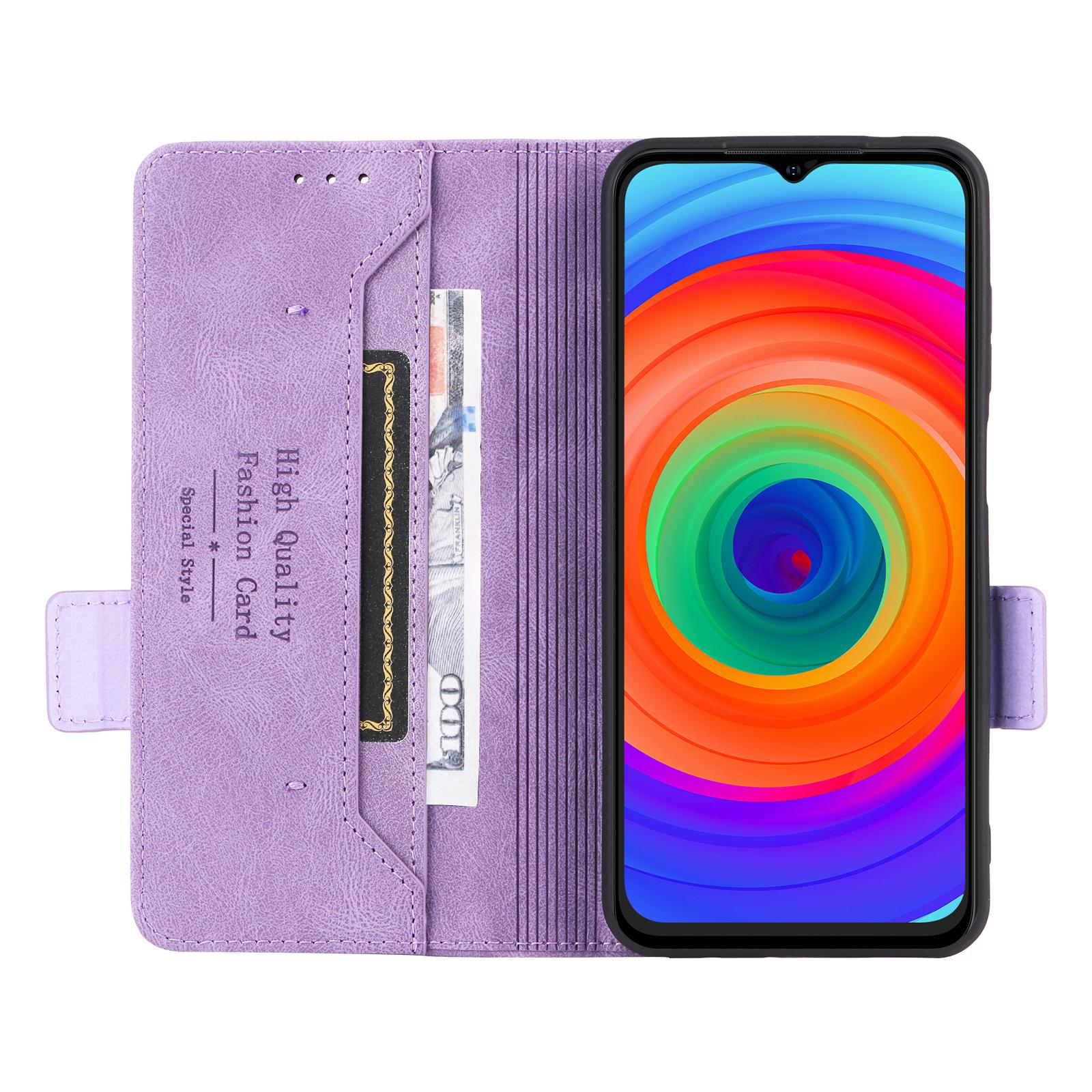 

Anti-drop Phone Cover for Ulefone Note 14,Hardware Decor Dual Magnetic Clasp Wallet Foldable Stand PU Leather Protective Phone Case Purple