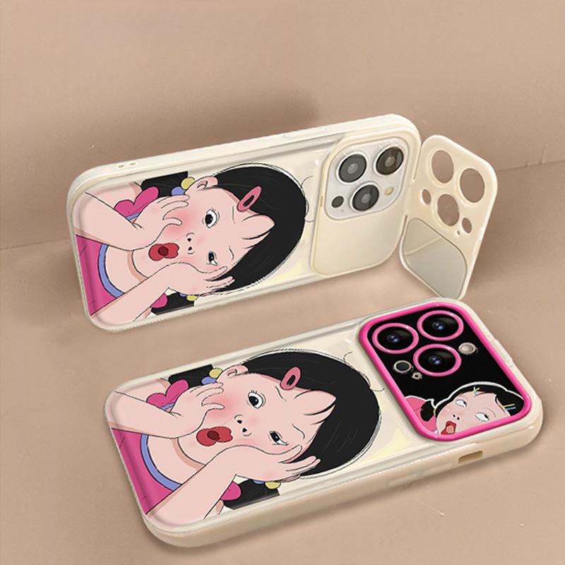 Etui na telefon komórkowy Apple 15 Promax 13 Śmieszny smycz dla dziewczyny iPhone 14 Klapka z lusterkiem Xs Silikon 12