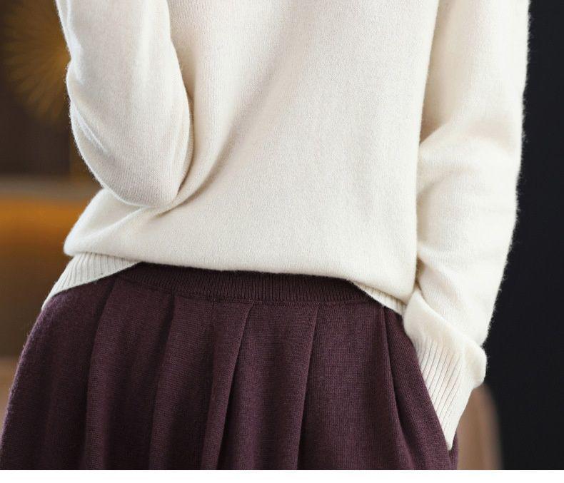 Australian Wool V-Neck Loose Knit Sweater for Women - 2025 Autumn/Winter Collection