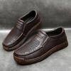 2025 Casual Leather Shoes Men's Soft Leather Large Size Foot Cover Hollowed Out and Breathable Summer Men's Leather Breathable and Comfortable