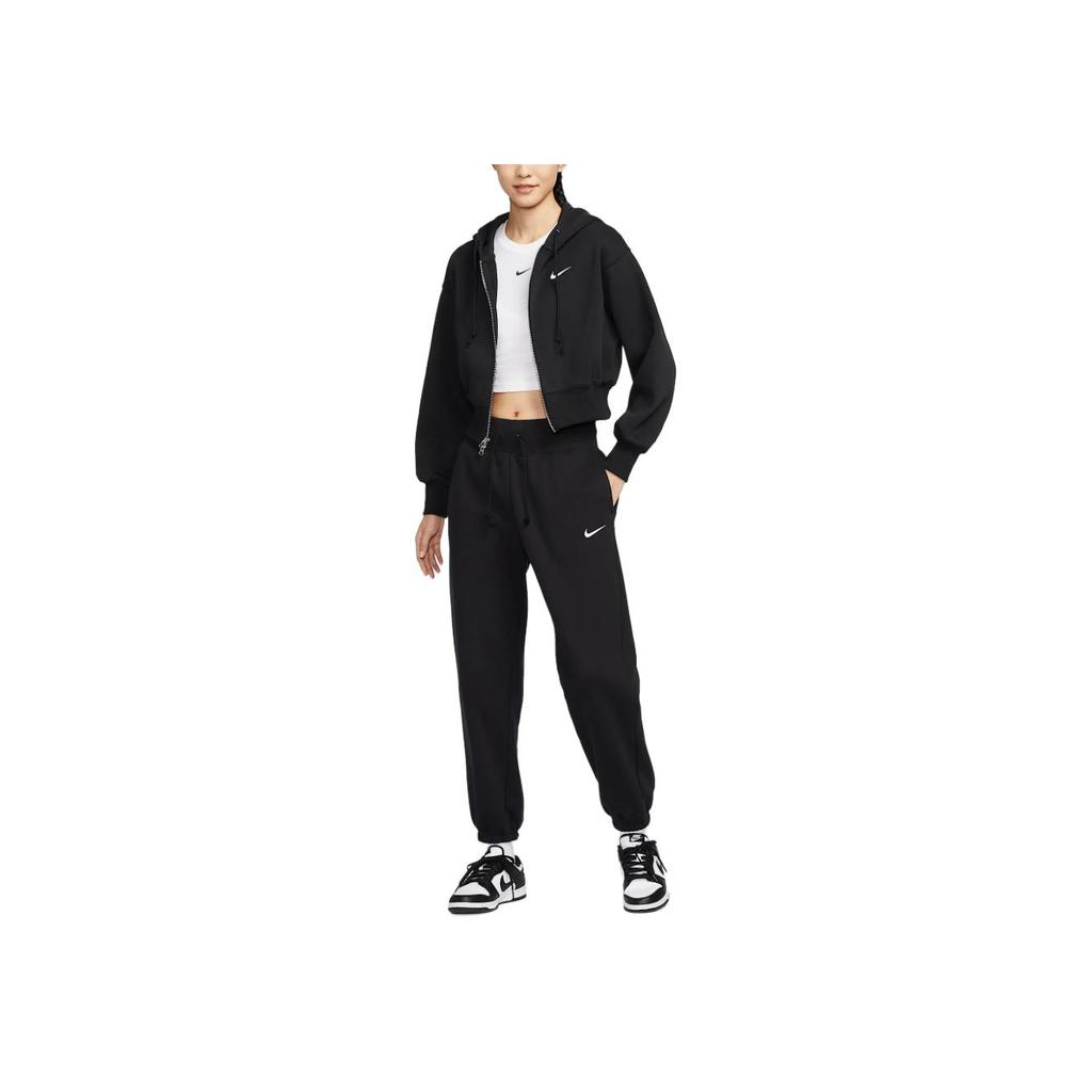 Nike Loose Short Hooded Zip Long Sleeve Jacket Women Jackets Black HJ0941-010
