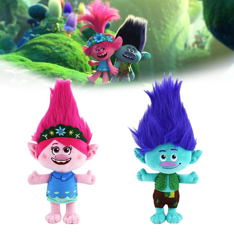 Trolls Band Together Plüschtier Entzückende Zeichentrickfigur 30 cm Höhe Junge mit blauem Haar und Mädchen mit rosa Haar Perfekt für Kinder im Alter von 7-14 Jahren