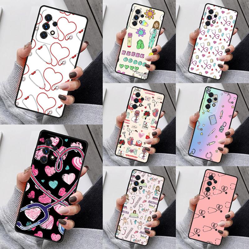 Doctor Nurse Heart Stethoscope Phone Case For Samsung Galaxy S25 S23 S30 S8 S21 S20 FE S24 S22 Note 10 20 Plus lite Ultra