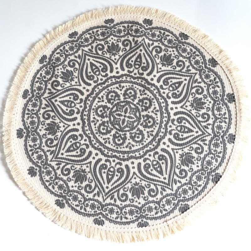Nordic Round Carpet Rugs Boho Ethnic Mandala Tassel Carpet for Living Room Cotton Linen Big Floor Rug Modern Classic 90cm Mats