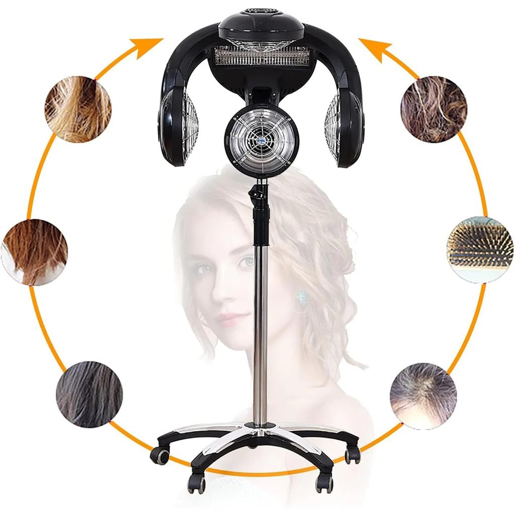 Professional Hair Dryer, 1400W Professional Infrared Hair Color Processor with Wheels, Standing Hair Dryer Infrared Lamp