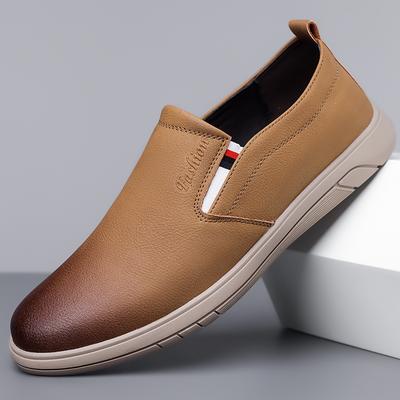FashionMens Leather Loafers Non Slip Walking Footwear Comfortable Outdoor Slip On Casual Shoes for Male Work Office Men's Walking Flats