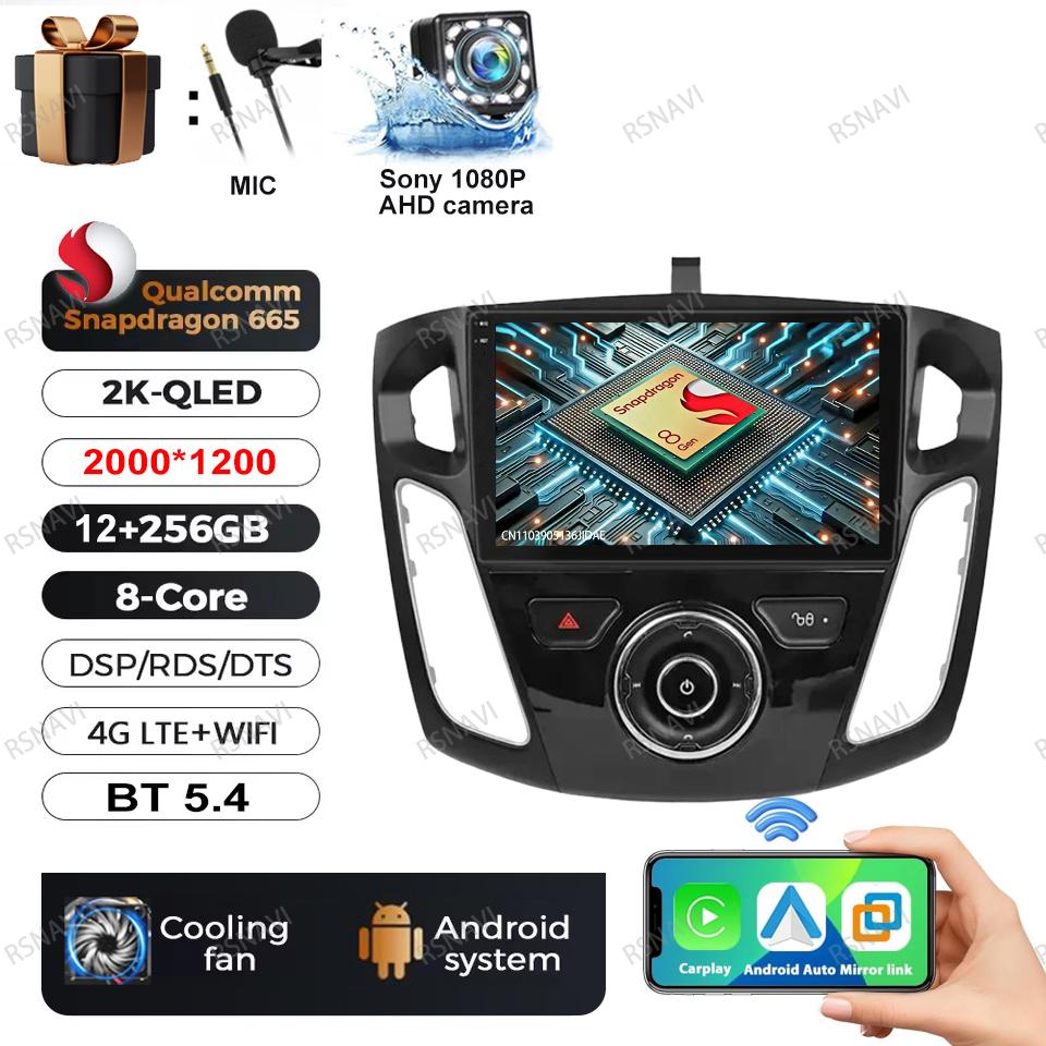 Car Radio Android 16 For Ford Focus 3 Mk 3 2011 2012 2013 2014 2015-2019 GPS 5G WIFI Wireless Carplay Auto Viedo Player 4G LTE