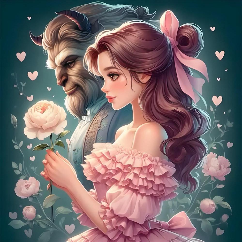 Disney 5D Diamond Painting Beauty and The Beast Cross Stitch Mosaic Kit Home Decoration Wall Sticker DIY Handmade Gift
