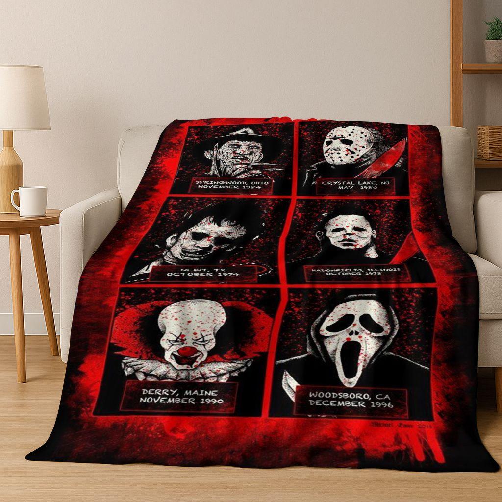 Manta de Franela de Personajes de Terror S-Grito Cara de Fantasma, Manta Suave Acogedora para Hogar Dormitorio Cama Sofá Cubierta de Picnic Regalo para Niños
