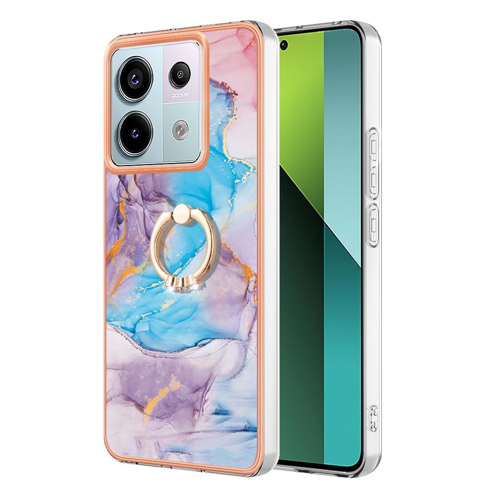 For Xiaomi Redmi Note 13 Pro 5G/Poco X6 5G Case with Ring Kickstand IMD Marble Pattern TPU Back Cover