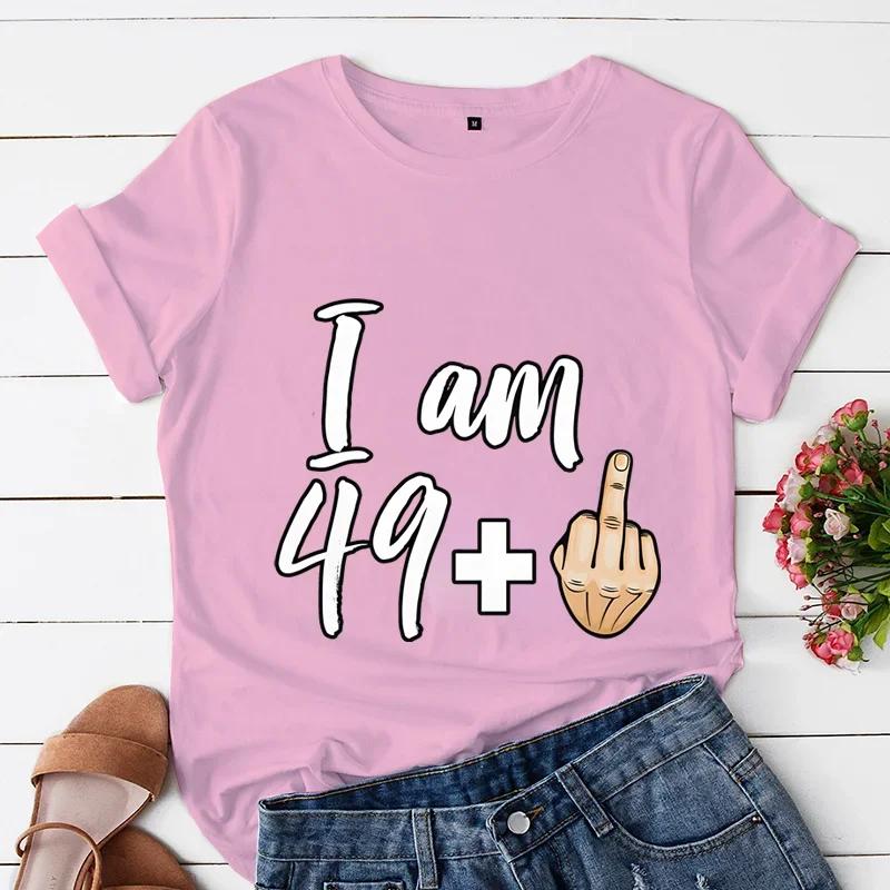 I Am 39 Plus Middle Finger Print Unisex Tshirts Short Sleeve Female Tshirts I Am 49 Plus Middle Finger Graphic T Shirt Y2k Tops