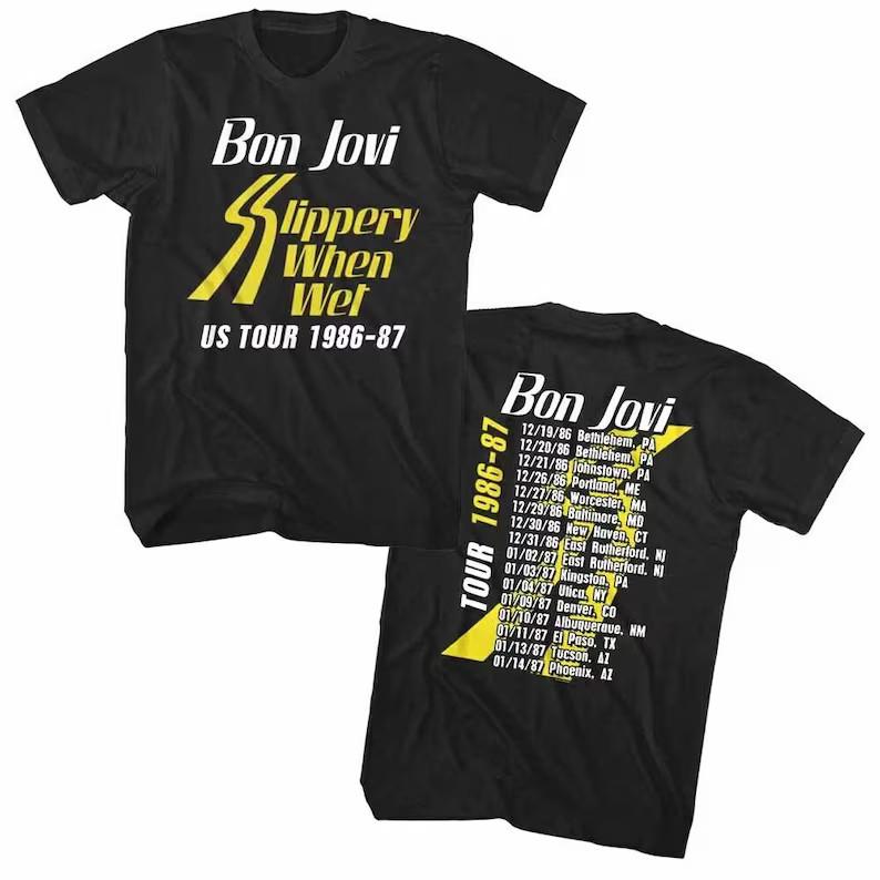 

Bon Jovi Shirt Slippery When Wet Tour 1986 Men s Graphic T-shirt S
